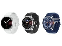 Images non officielles de Galaxy Watch8 (à gauche), Galaxy Watch8 Classic (au milieu) et Galxy Watch Ultra 2025 (à droite). (Source de l&#039;image : Android Headlines)