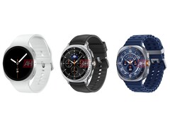 Images non officielles de Galaxy Watch8 (à gauche), Galaxy Watch8 Classic (au milieu) et Galxy Watch Ultra 2025 (à droite). (Source de l'image : Android Headlines)