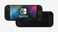Les rendus de la Nintendo Switch 2 ayant fait l'objet d'une fuite révèlent un écran beaucoup plus grand que celui de son prédécesseur. (Source de l'image : 91Mobiles & OnLeaks)