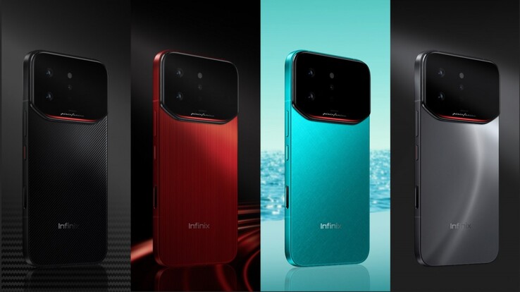 L'Infinix Note 60 Ultra est disponible en noir Torino, rouge Monza, bleu Amalfi et argent Roma