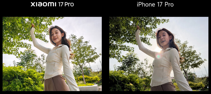 Comparaison de l'appareil photo du Xiaomi 17 Pro et de l'iPhone 17 Pro (Source : Lu Weibing)