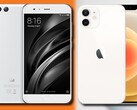 Le Xiaomi Mi 6 original et l'iPhone 12 mini Apple visent le marché des petits téléphones. (Image source : Xiaomi/Apple - édité)