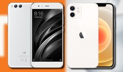 Le Xiaomi Mi 6 original et l&#039;iPhone 12 mini Apple visent le marché des petits téléphones. (Image source : Xiaomi/Apple - édité)