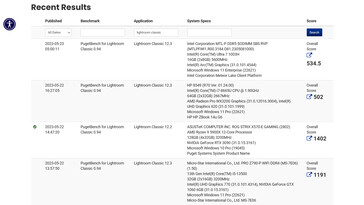 Intel Meteor Lake Core Ultra 7 1003H et Core i7-8665U sur PugetBench Lightroom Classic. (Source : PugetBench)