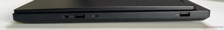 Droite : 3,5 mm stéréo, USB-A 3.2 Gen.1 (5 Gbps), webcam eShutter, USB-A 3.2 Gen.1 (5 Gbps)