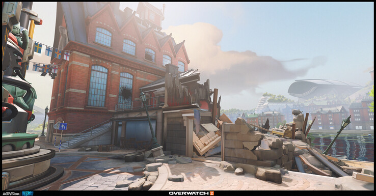 Les rues jonchées de gravats et les intérieurs partiellement détruits d'Overwatch 2 mettent en lumière la narration environnementale qui sous-tend les espaces de mission du jeu, marqués par les conflits.