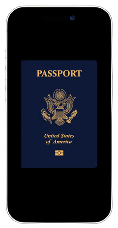 Photo d&#039;un passeport américain sur l&#039;écran d&#039;un iPhone 17.