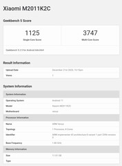 Mi 11. (Source de l'image : Geekbench via @yabhishekhd)