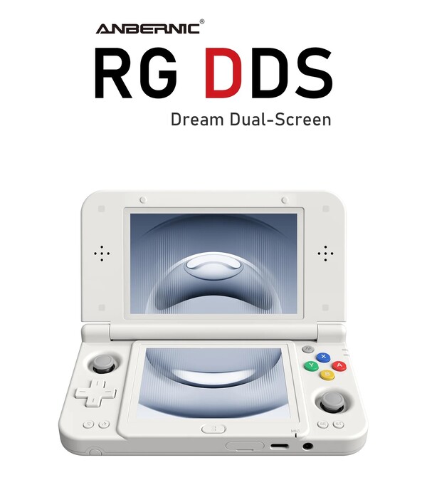 L’Anbernic RG DDS est disponible en trois coloris, dont Glacier White (en photo).