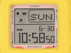 La Casio Baby-G BGD-10KPM-7 est dotée d’un cadran numérique presque carré qui affiche une quantité appréciable d’informations.