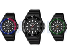 De gauche à droite, sur la photo : Casio MRW-240H-1E1JF, MRW-240H-1E2JF et MRW-240H-1E3JF.
