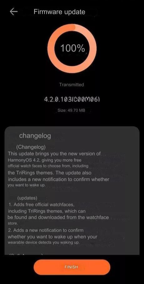 Le journal des modifications de la mise à jour HarmonyOS 4.2 pour la Watch GT 4 (Image source : Huawei Blog via Google Translate)