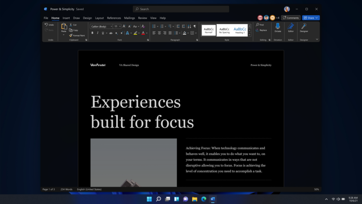 Le nouvel Office est intégré aux paramètres du système Windows 11, y compris le mode sombre. (Image : Microsoft)