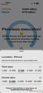 Performances Diskio du SSD interne de 128 Go de l'iPhone 16 Pro