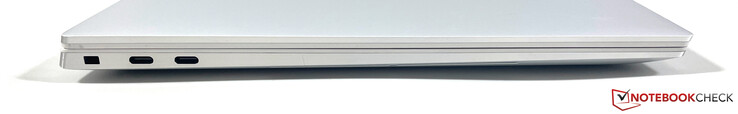Côté gauche : Emplacement pour un verrou de sécurité, 2x USB-C avec Thunderbolt 4 (DisplayPort, PowerDelivery)