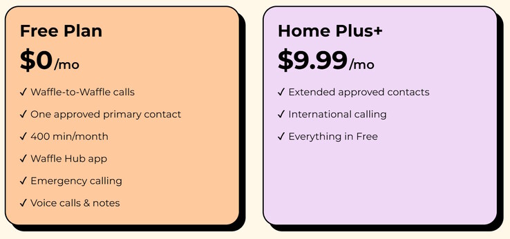 Le téléphone Waffle Home est proposé avec deux forfaits.