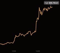 Valeur maximale historique des bitcoins de 20 735,61 dollars US enregistrée le 16 décembre 2020 (Source : Coin Stats)