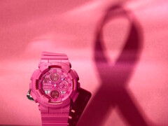 Casio et la Fondation pour la recherche sur le cancer du sein s&#039;associent pour créer la montre G-Shock GMAS145PK-4A, modèle Pink Ribbon. (Source de l&#039;image : Casio)
