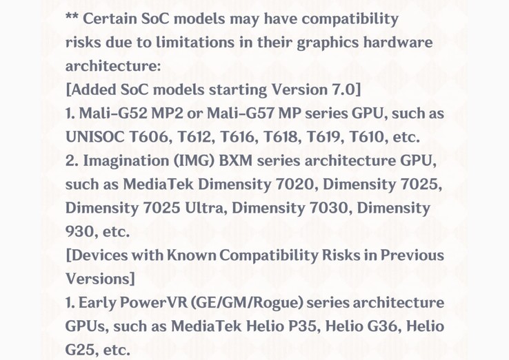 Liste des cartes graphiques présentant des problèmes de compatibilité connus avec Genshin Impact
