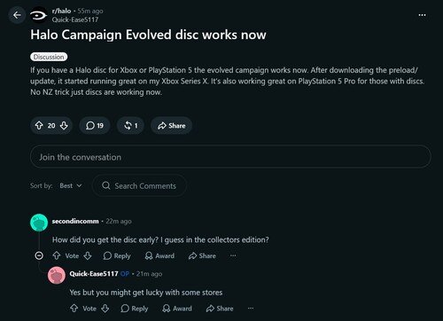 Commentaires Reddit sur les disques jouables de Halo : Campaign Evolved
