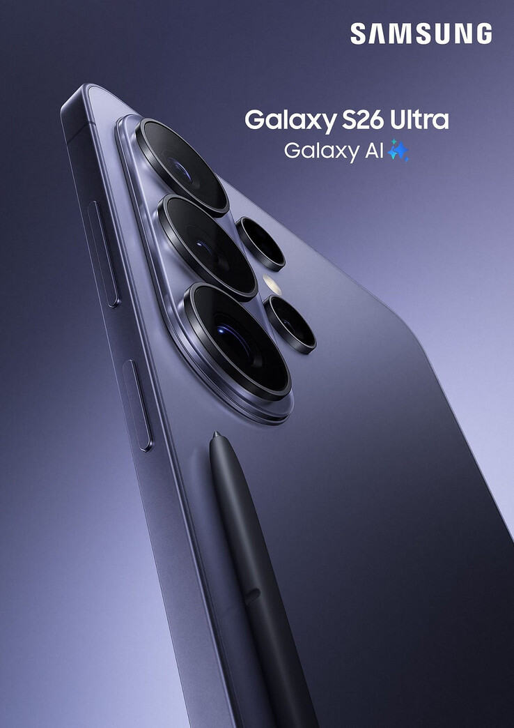 Première affiche promotionnelle officielle de Samsung pour le Galaxy S26 Ultra.