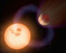 Illustration d'un artiste représentant une exoplanète et une étoile.