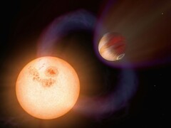Illustration d'un artiste représentant une exoplanète et une étoile.