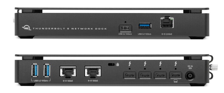 La station d'accueil Thunderbolt 5 Dual 10GbE Network Dock d'OWC dispose d'un double réseau Ethernet 10G. (Source de l'image : OWC via TechPowerUp)