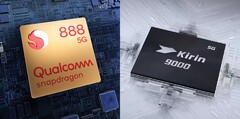 Le Snapdragon 888 et le Kirin 9000 sont tous deux basés sur un processus de 5 nm. (Source de l'image : Qualcomm/HiSilicon - édité)
