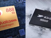 Le Snapdragon 888 et le Kirin 9000 sont tous deux basés sur un processus de 5 nm. (Source de l'image : Qualcomm/HiSilicon - édité)