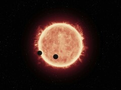 Illustration montrant une étoile et deux planètes.
