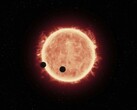 Illustration montrant une étoile et deux planètes.