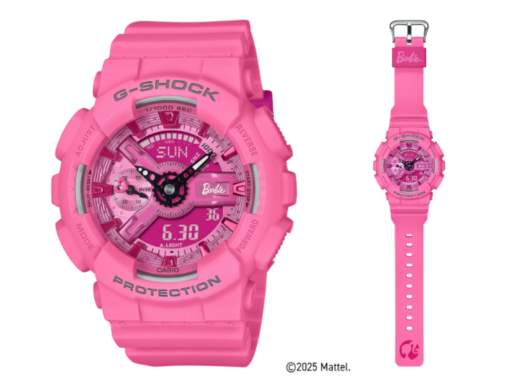 La montre de collaboration Barbie Casio G-Shock GMA-S110BE-4A. (Source de l'image : Casio)