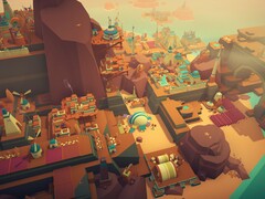 Une image montrant des bâtiments dans Islanders, désormais à -70 % sur Steam.