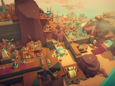 Une image montrant des bâtiments dans Islanders, désormais à -70 % sur Steam.