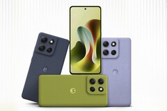 Le smartphone Moto G86 Power est disponible dans les coloris Pantone Spellbound, Pantone Golden Cypress et Pantone Cosmic Sky (Image source : Motorola)