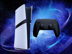 La console PS5 Pro avec la manette DualSense (Image source : Sony PlayStation avec modifications)