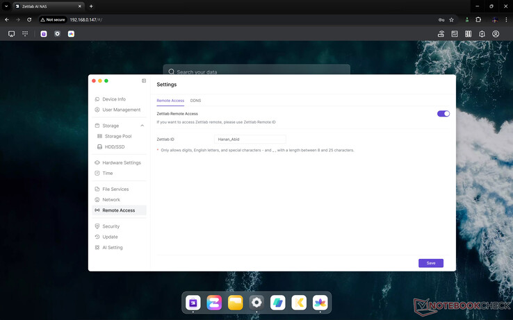 Configuration de l'accès à distance sur ZettOS
