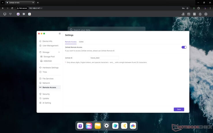 Configuration de l'accès à distance sur ZettOS
