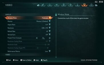 Paramètres du Steam Deck de Doom : The Dark Ages (source de l'image : Notebookcheck)