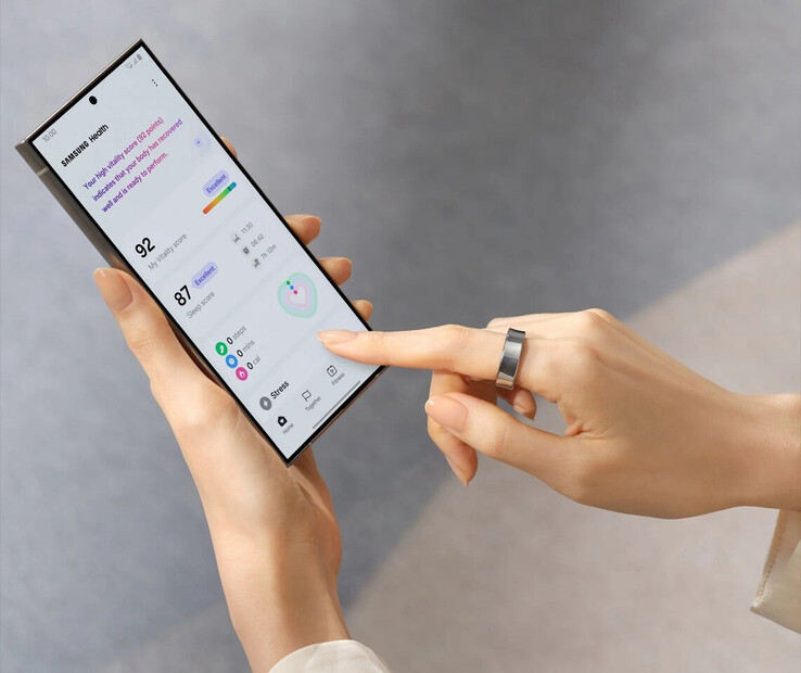 L'anneau Galaxy utilisé avec un Galaxy S24 Ultra. (Source de l'image : Samsung)