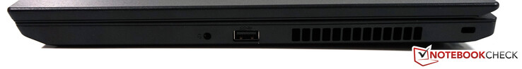 Côté droit : audio 3,5 mm, USB A 3.1, verrou de sécurité.