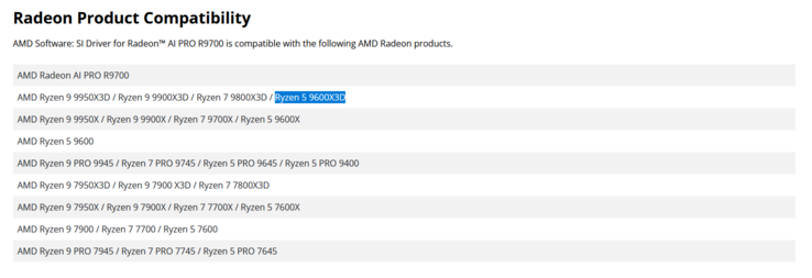 AMD Ryzen 5 9600X3D listé en ligne (source d'image : AMD)