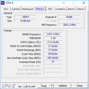 MSI GV62 8RE - CPU-Z : mémoire vive.