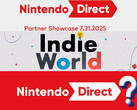 Bannière pour Nintendo Direct Partner Showcase, Indie World, et Nintendo Direct (Image source : Nintendo of America avec modifications)