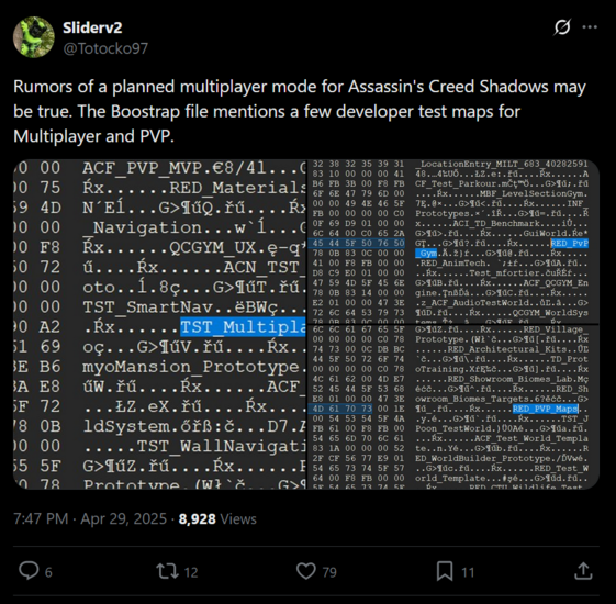 Sliderv2 Assassin's Creed Shadows data mining X post (Image source : screenshot, Sliderv2 X account)