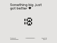  Annonce de cadre teaser avec l'émoticône retournée vers la gauche pour révéler le nombre 18