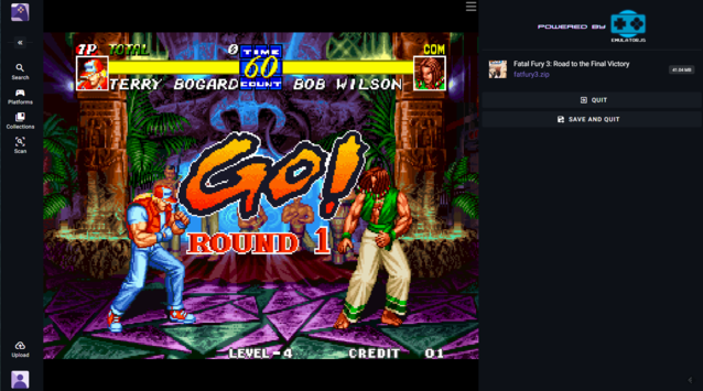 Fatal Fury 3 sur Neo Geo fonctionnant dans un navigateur. La Neo Geo a nécessité quelques ajustements, mais fonctionne bien (Image Source : Notebookcheck)