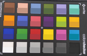 Moto G7 Plus - ColorChecker Passport : la couleur de référence se situe dans la partie inférieure de chaque bloc.