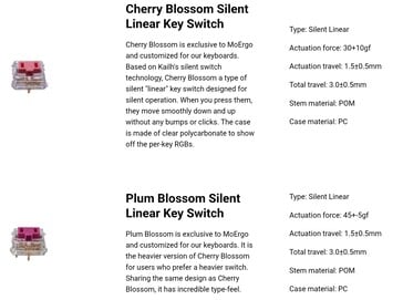 MoErgo Kailh Choc interrupteurs silencieux et linéaires